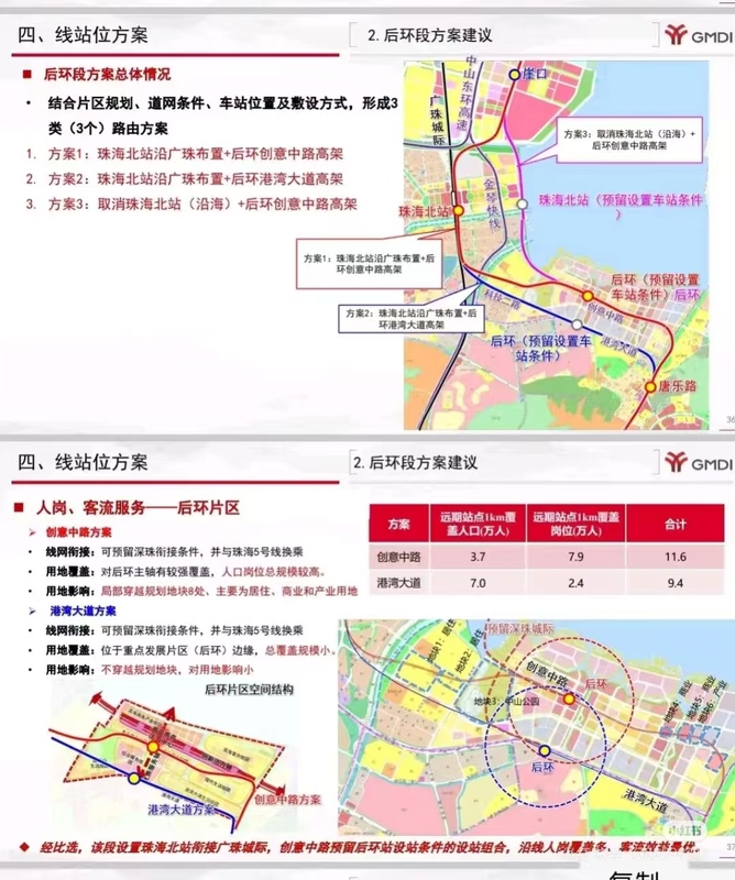 網傳廣州地鐵設計院關於18號綫珠海北段走綫PowerPoint