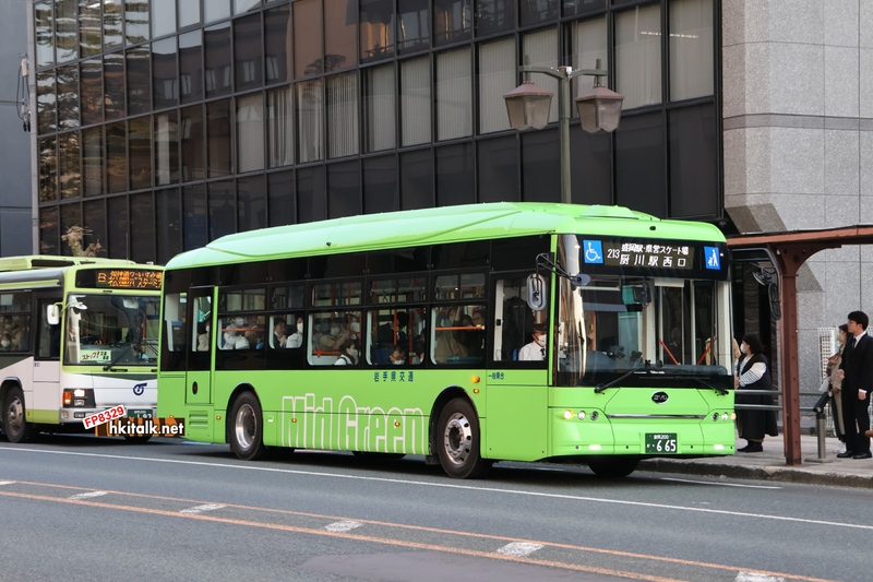 岩手縣交通 電光綠色BYD電動巴士.JPG